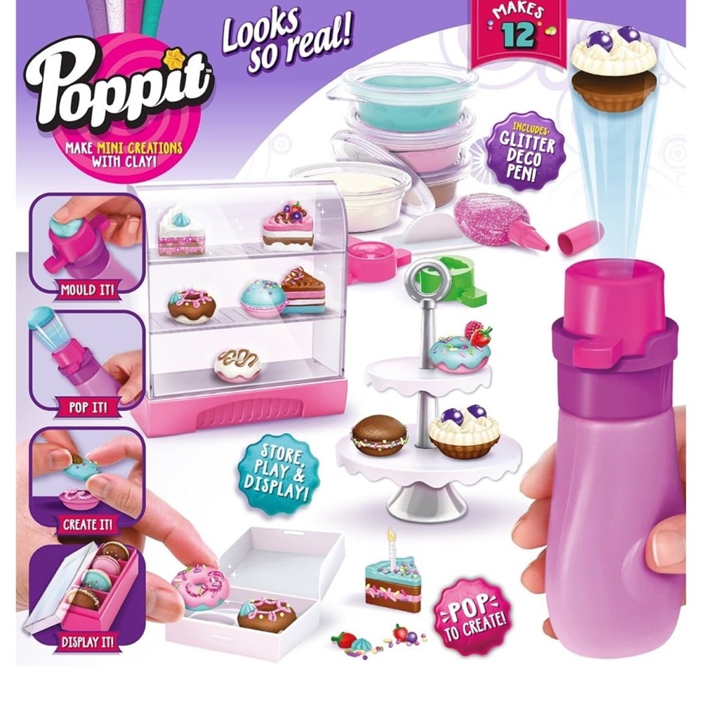 Poppit Pop N Display Bakery Playset - Multi Color new in sealed box